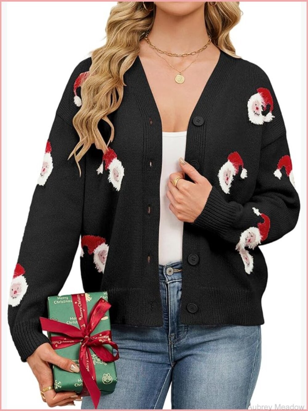 Women's Funny Ugly Christmas Cardigan Oversized Button Front Holiday Sweater